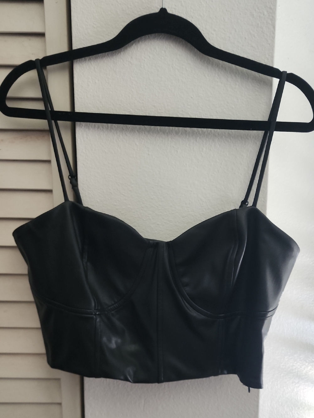 Black Faux Leather Bustier Crop Top